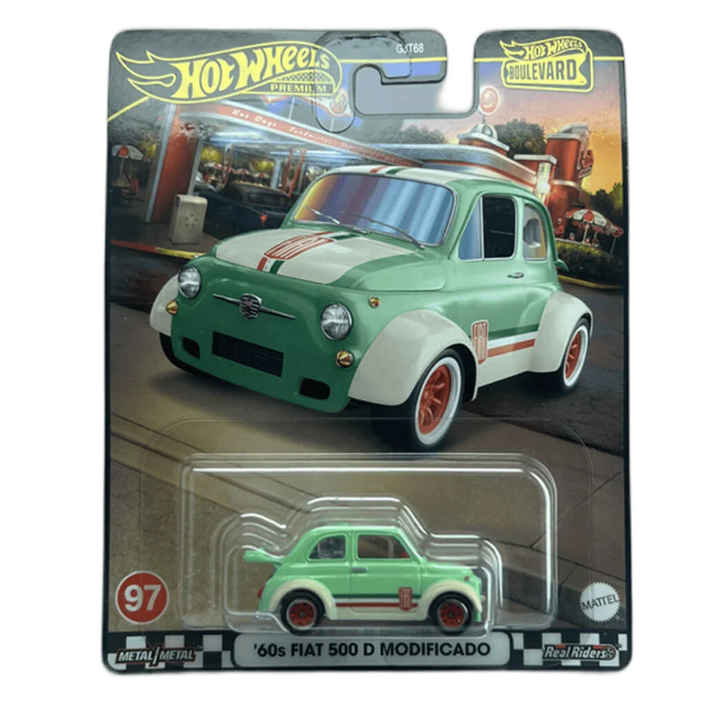 Hot Wheels Premium Fiat 500 D Modificado количка – Boulevard ретро модел во Македонија