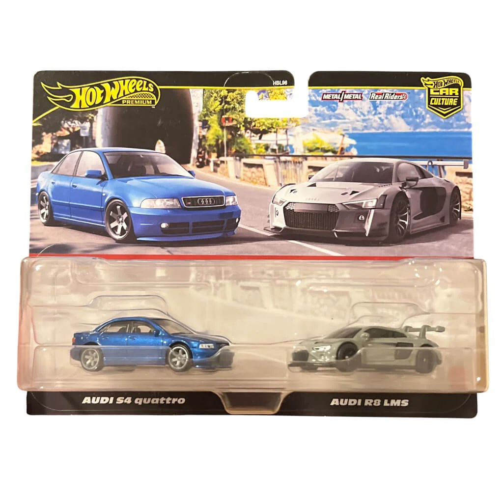 Hot Wheels Premium Audi S4 Quattro и Audi R8 LMS колички – Car Culture 2-pack во Македонија