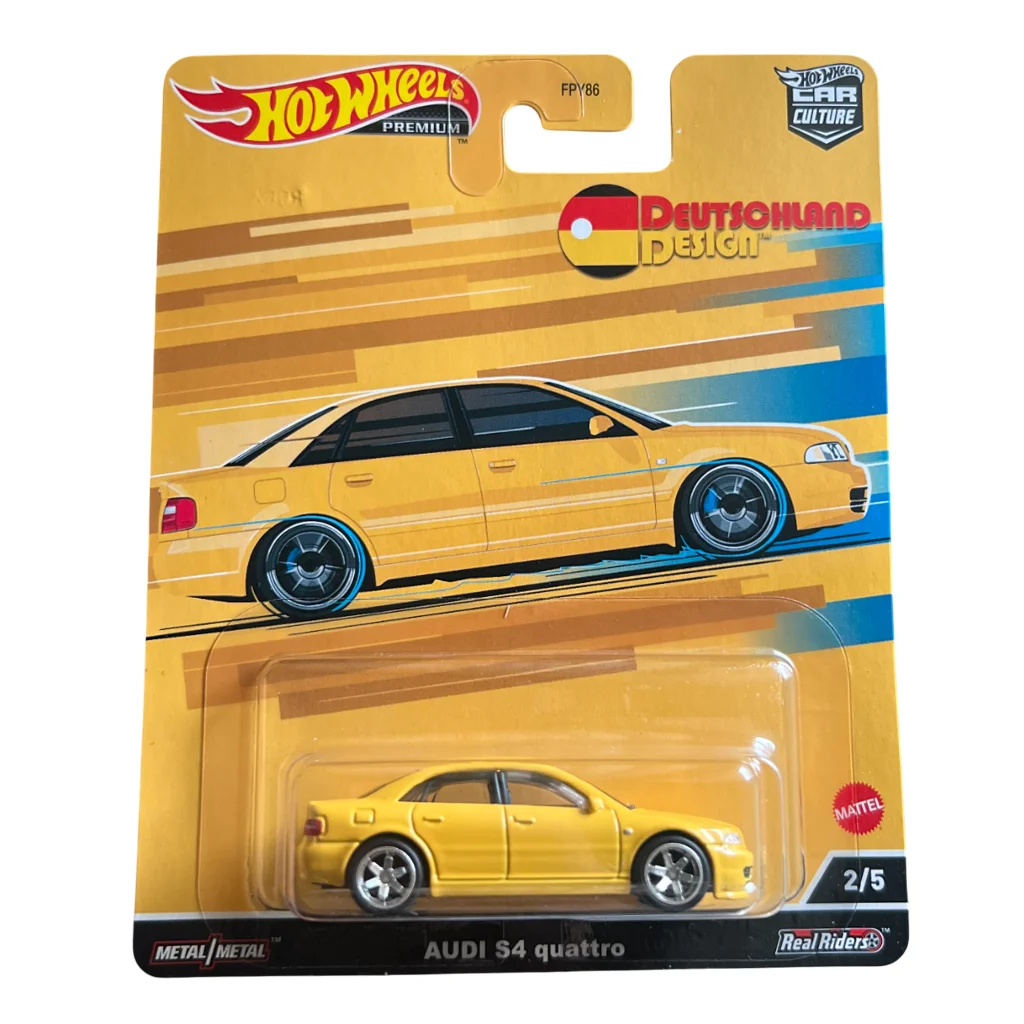 Hot Wheels Premium Audi S4 Quattro жолта количка – Deutschland Design колекционерски модел во Македонија