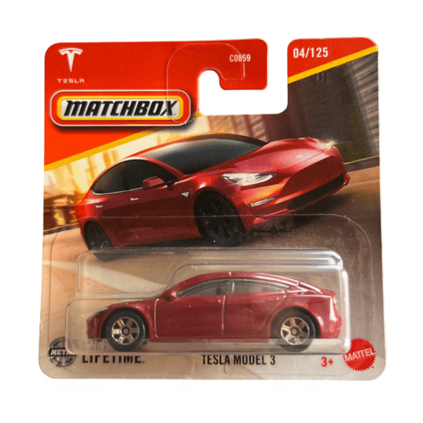 Tesla Model 3 Red Matchbox Diecast in Macedonia Tesla MK Diecast MK Matchbox MK