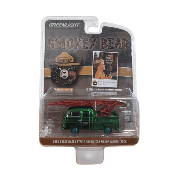 1968 Volkswagen Type 2 Double Cab Pickup Ladder Truck "A Forest's Future is in Your Hands!" Solid Pack Smokey Bear Series 4 Green Machine Greenlight Makedonija