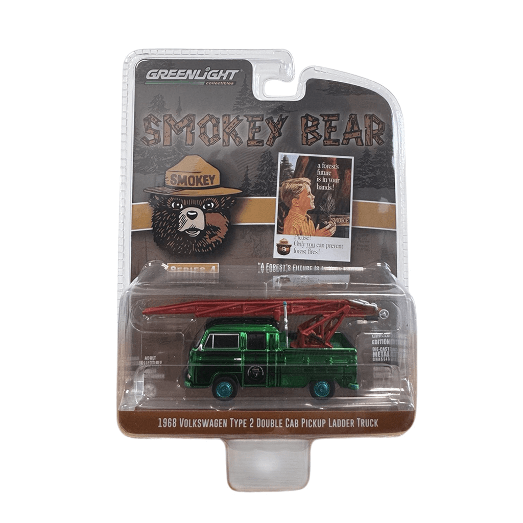1968 Volkswagen Type 2 Double Cab Pickup Ladder Truck "A Forest's Future is in Your Hands!" Solid Pack Smokey Bear Series 4 Green Machine Greenlight Makedonija