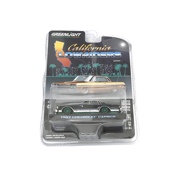 California Lowriders Series 1 - 1987 Chevrolet Caprice Lowrider - Custom Black Solid Pack - Green Machine Greenlight Makedonija