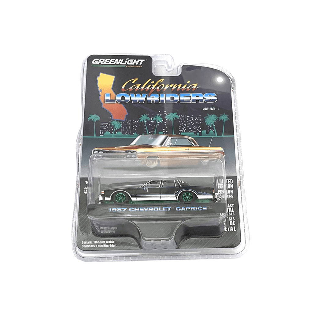 California Lowriders Series 1 - 1987 Chevrolet Caprice Lowrider - Custom Black Solid Pack - Green Machine Greenlight Makedonija
