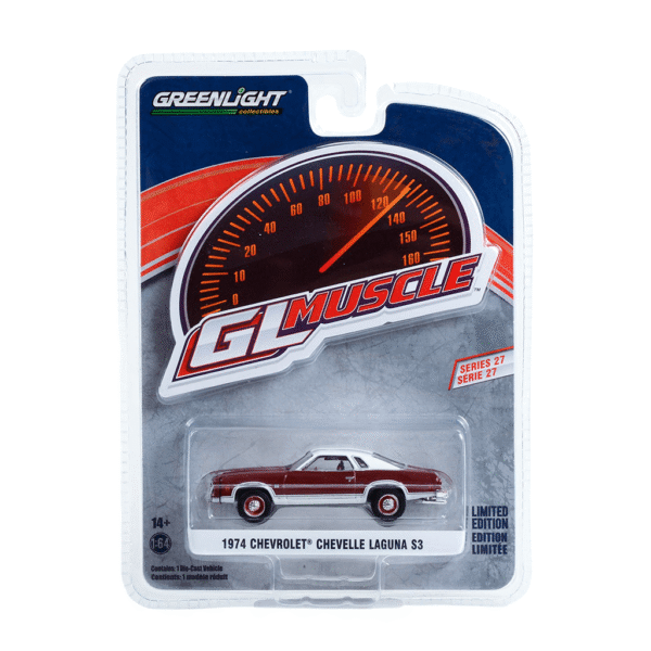 Greenlight Muscle Series 27 - 1974 Chevrolet Chevelle Laguna S3 - Medium Red Metallic Solid Pack Greenlight Makedonija