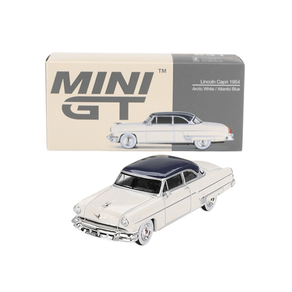 Lincoln Capri Arctic White/Atlantic Blue 1954 (LHD) Mini GT Makedonija 1