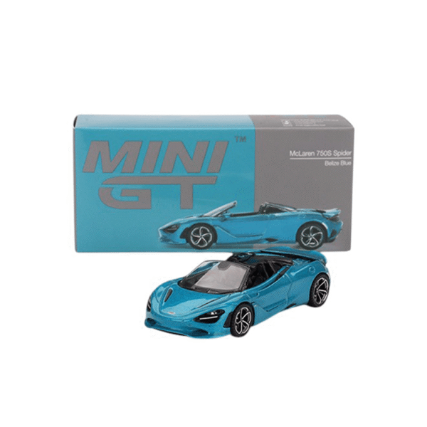 McLaren 750S Spider Belize Blue 2024 (LHD) Mini GT Makedonija 3